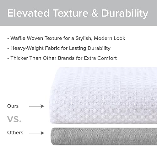 Miniatura 5 de Madison Park - Cortina de ducha, punto gofre, cortina de ducha de tela con control de humedad Scotchgard 3M, estándar, 72 x 72 pulgadas, blanco