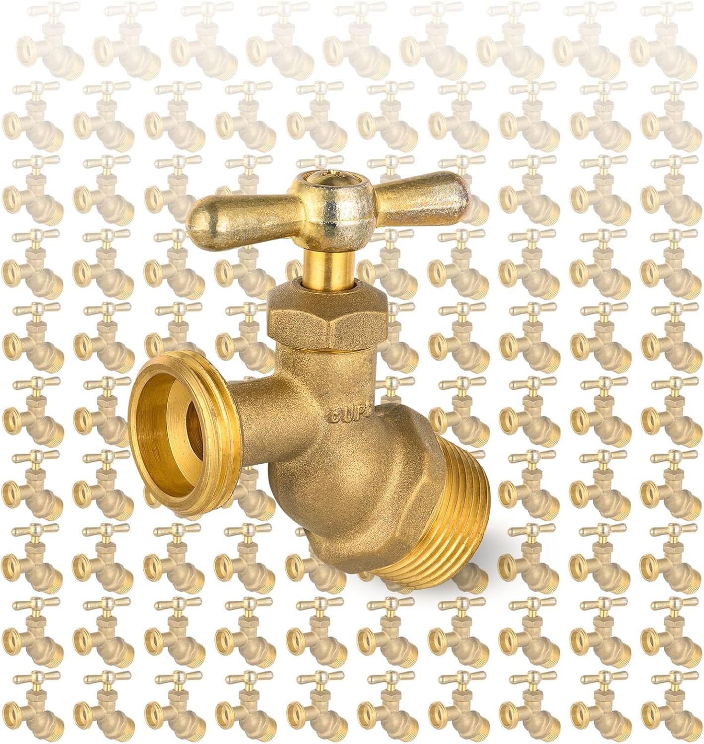 100PCS GUOFIS Hose Bibb Valve,1/2" MIP Inlet X 3/4" MHT Brass Garden Valves,No-kink(BIBCOCK012-100Pack)