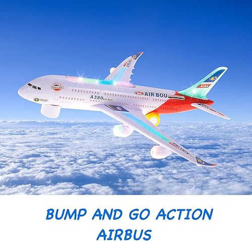 Miniatura 4 de PowerTRC Juguete de avión Bump and Go para niños  Avión de juguete para niños pequeños con luces LED y sonido  Gran regalo para niños y niñas de 3 a