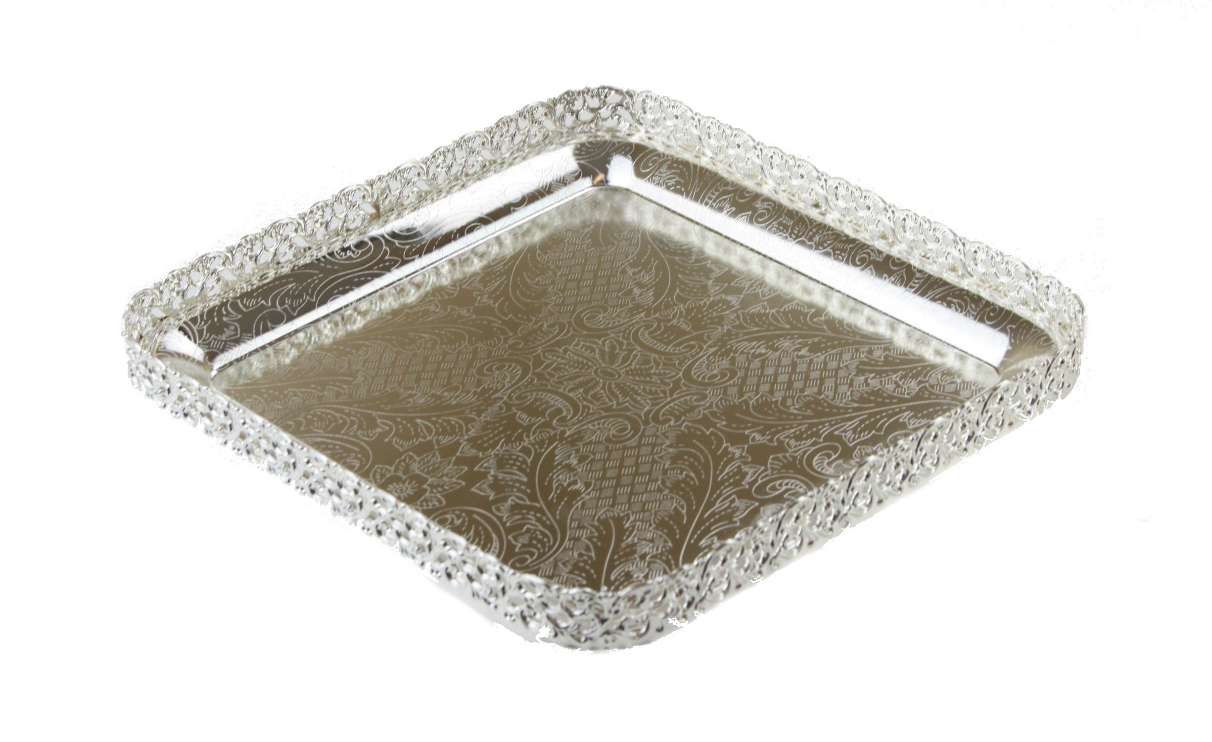 Sovereign Square Plated Tray 23x23x3cm Decorative Tray (Silver)