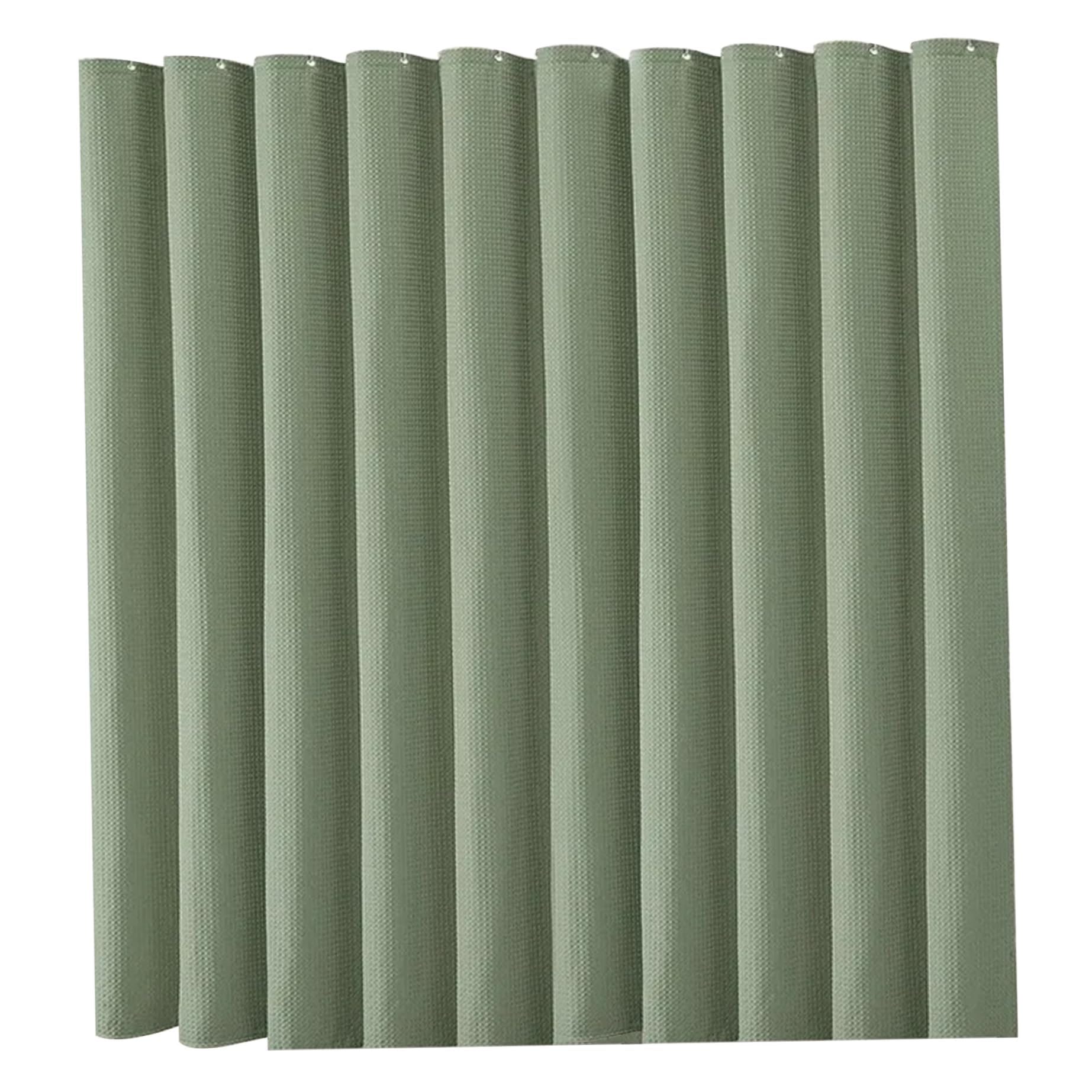Rideau de douche gaufré vert 180x180 cm en tissu lavable pour salle de bain