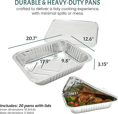 Miniatura 4 de Sartenes de papel de aluminio grandes de tamaño completo (paquete de 20)  Sartenes de papel de aluminio grandes de 21 x 13 pulgadas con alta