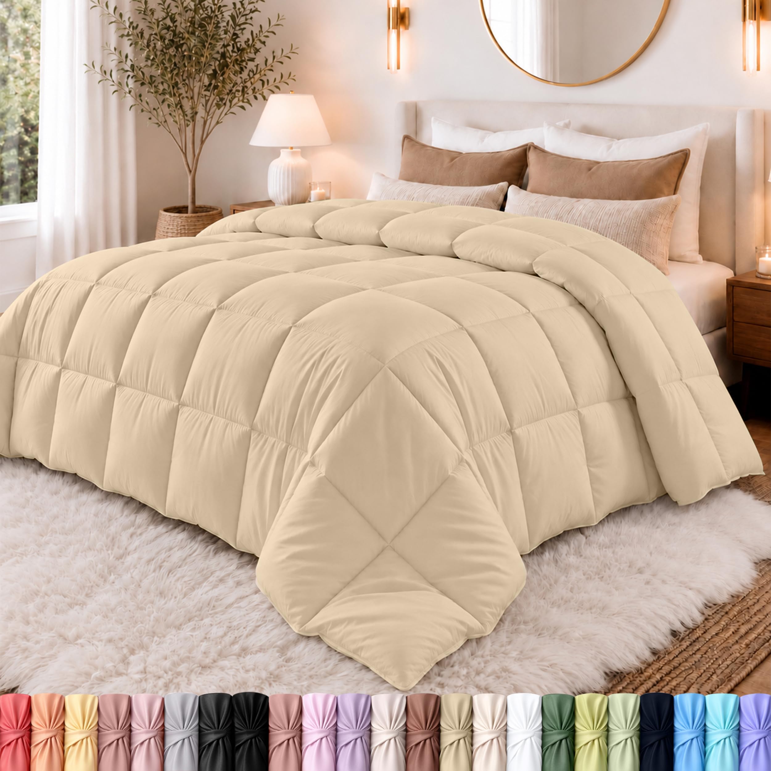 Utopia Bedding Duvet Insert, Comforters Queen Size 88 x 88 Inches, Beige
