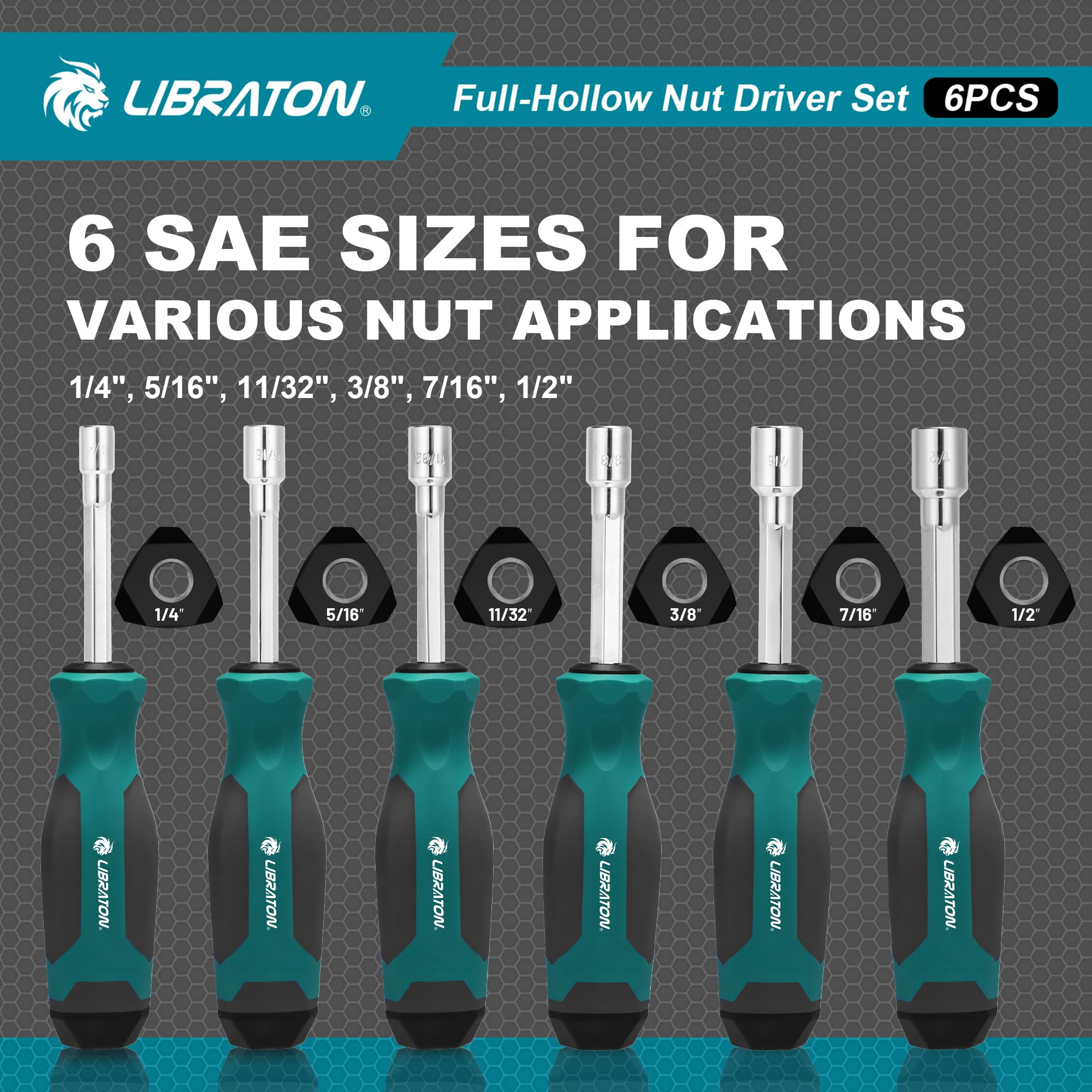 LIBRATON Nut Driver Set - Magnetic & Full-Hollow -5 LIBRATON Nut Driver Set - Magnetic & Full-Hollow -5