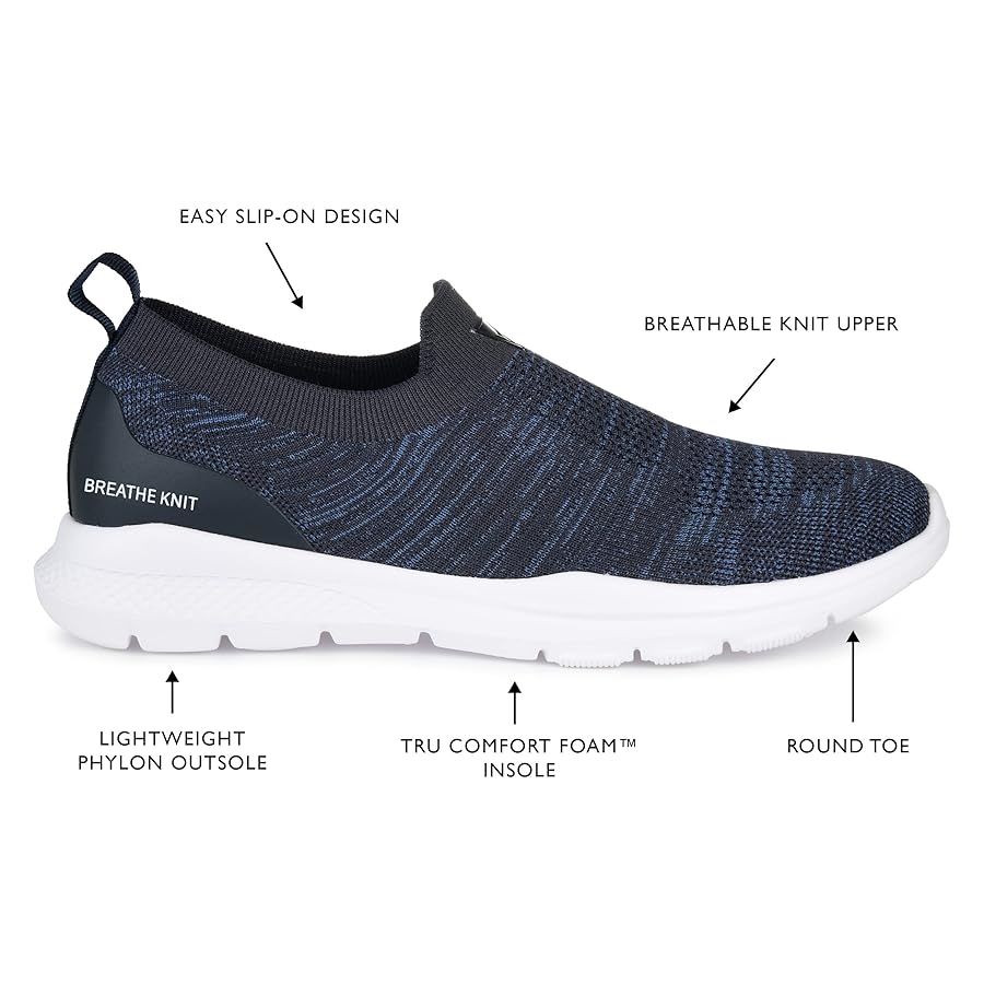 Amazon.com | Vance Mens Pierce Tru Comfort Foam Knit Slip-on