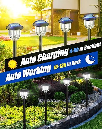 Miniatura 3 de WIHTU 8 Pack Solar Lights for Outside Ground Bright Garden Lights Outdoor Waterproof for Pathway Solar Powered Landscape Lights for Yard Decor LED