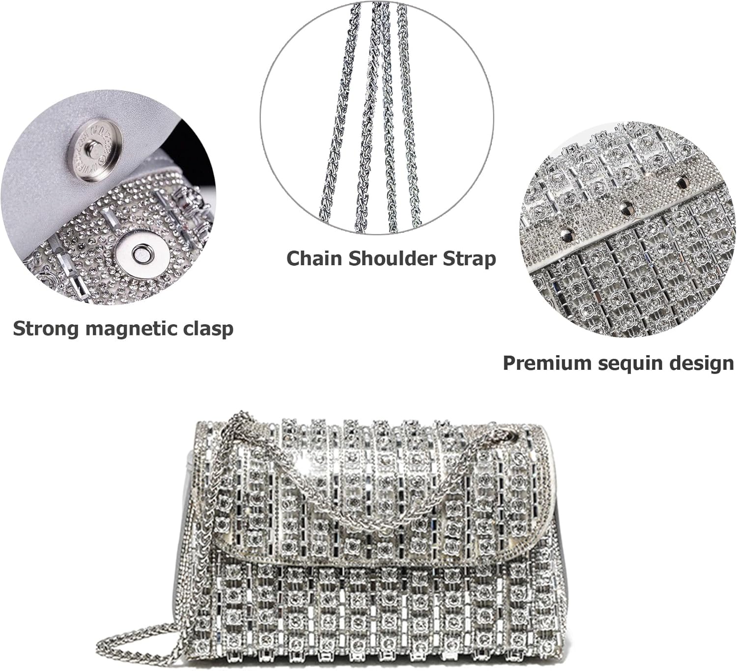 Rhinestones Clutch Purses for Women Chain Shoulder Bags Sparkly Evening Bags for Cocktail Prom Party Wedding - Image 5
