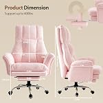 Big and Tall Office Chair, Flip Armrests for Pets & Cross Legged Sitting, Executive Ergonomic Computer Gaming Chair with Foot Rest, Teddy Fleece Wide Seat Reclining Desk Chair, Pink