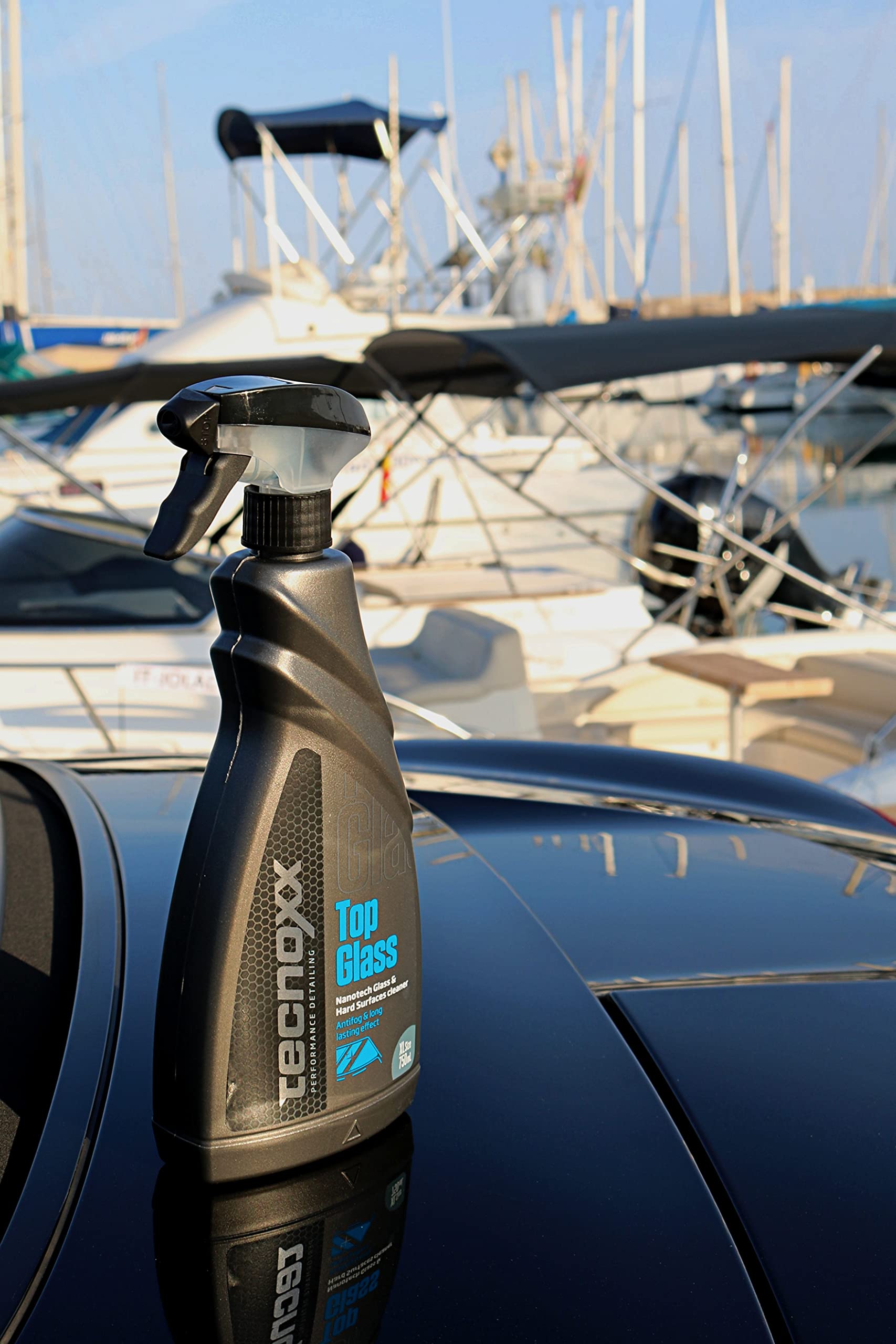 Tecnoxx - Top Glass. Pulitore Multiuso a Base di nanotecnologie per navigatore multimediale Touch Screen, cruscotto del Veicolo e Vetro. Flacone Spray XL da 750 ml
