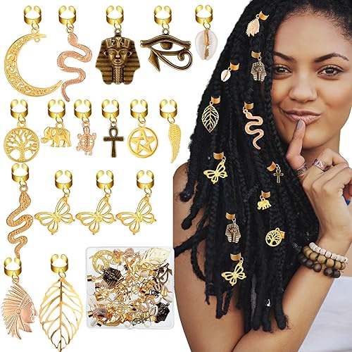 40 pinzas para el cabello para trenzas trenzas de cabello accesorios de cabello dorados para trenzas cuentas de cabello estilo africano mariposa