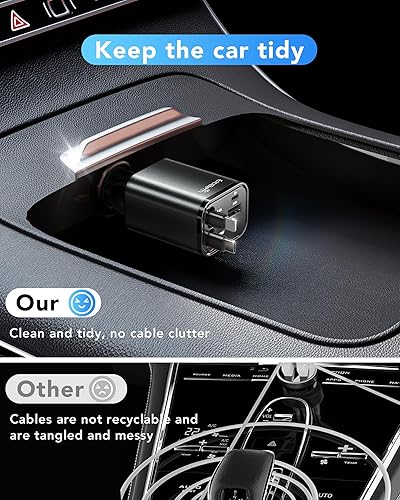 Miniatura 8 de Adaptador retráctil de cargador de coche para iPhone 17, 4 en 1, cargador de teléfono de carga rápida, 69 W, USB C, accesorios para camiones