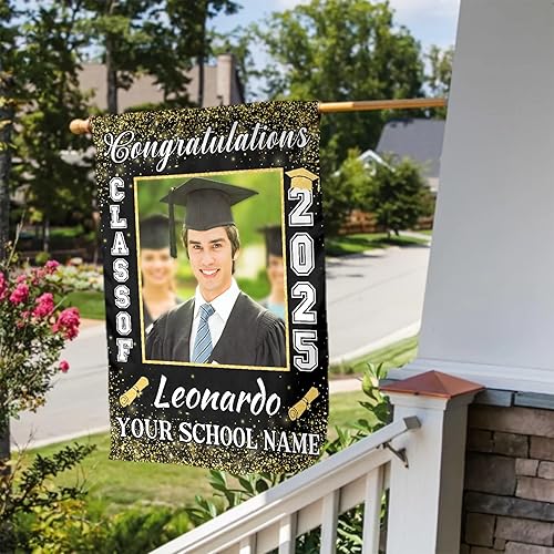 Miniatura 9 de Bandera personalizada de celebración, graduación, jardín, regalo de clase de 2023, bandera personalizada para fiesta, granja, patio, decoración de
