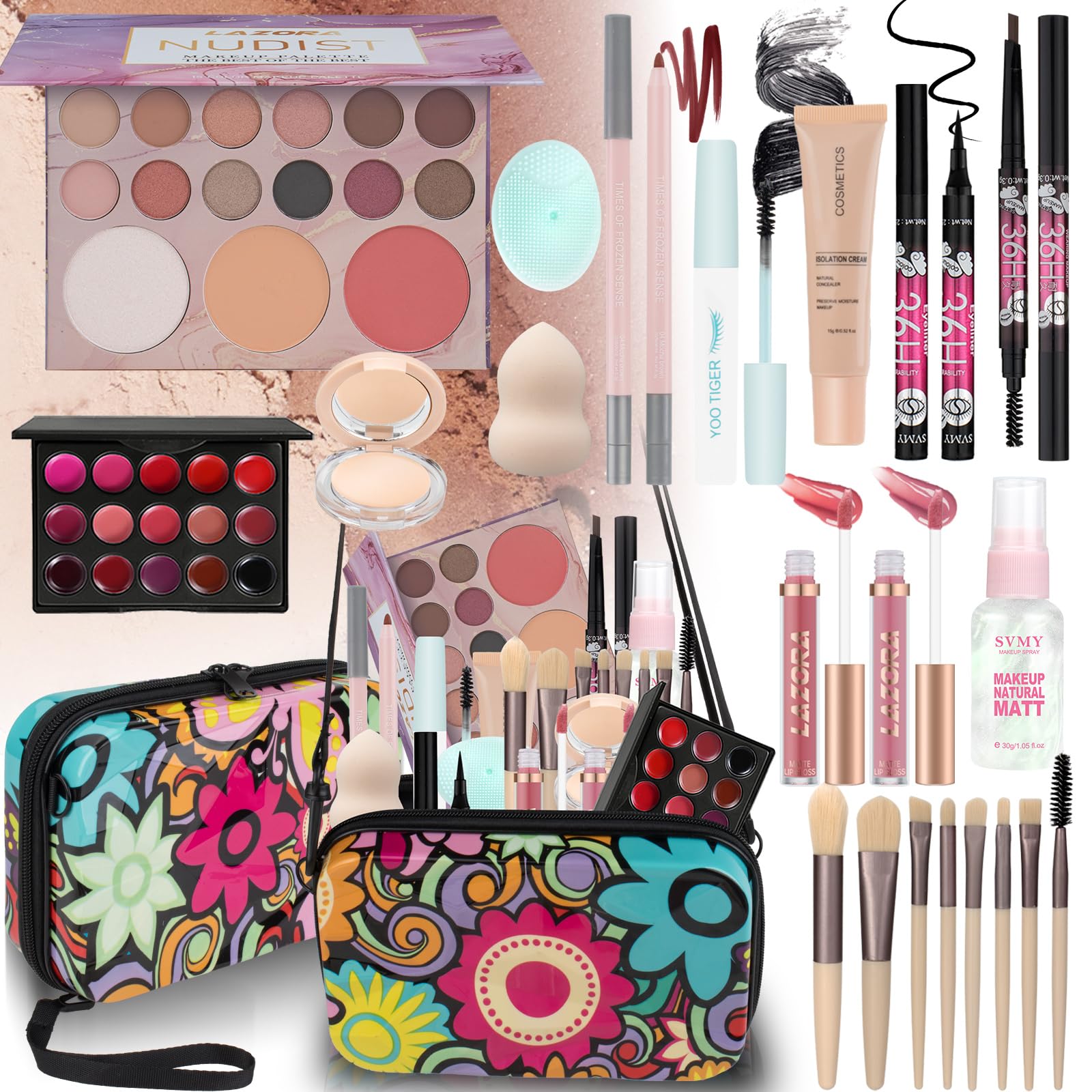 LAZORA Makeup Kit 15 Color Marble Set