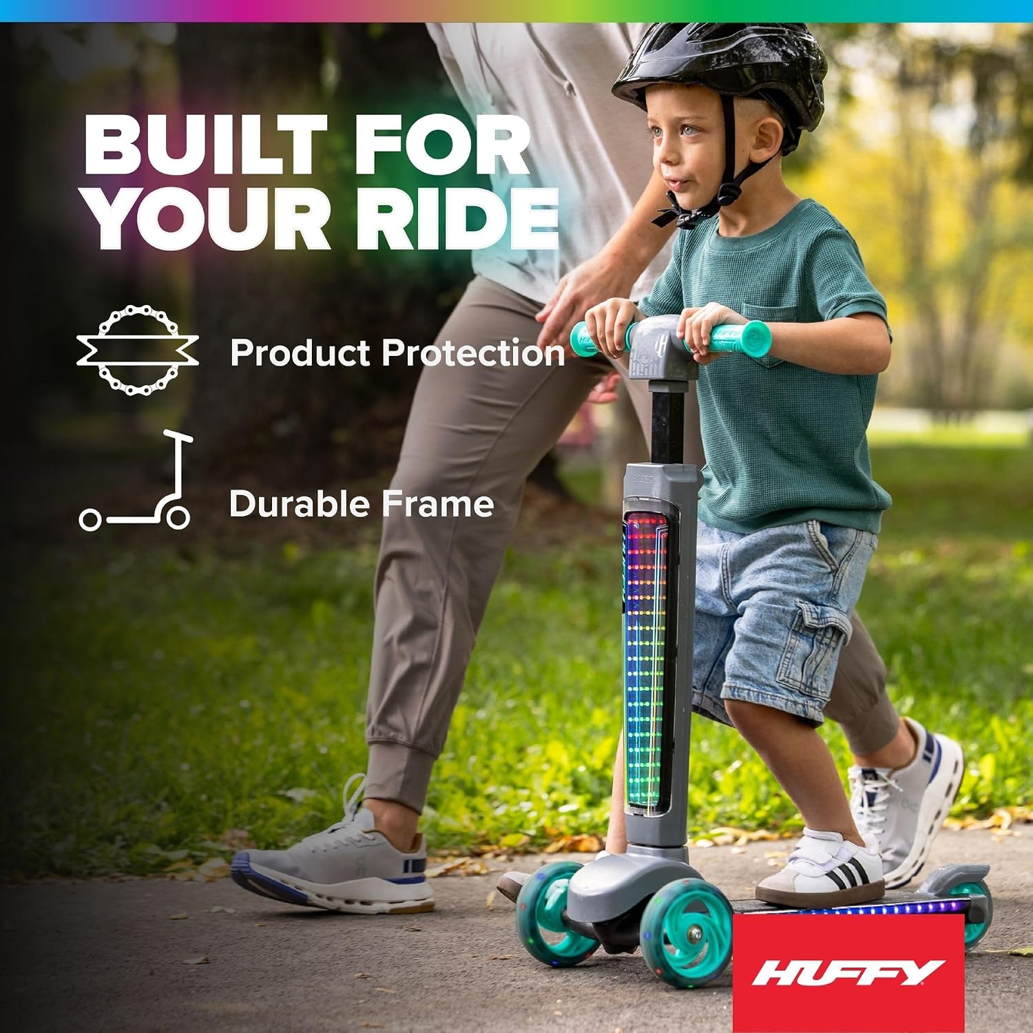 Huffy Toddler 3-Wheel Scooter for Kids, Multiple Colors & Licensed Character Graphics, Ages 3+, Durable Steel Frame, Wide Non-Slip Deck, Stable Lean-to-Steer Design, Light-Up Options, Girls/Boys