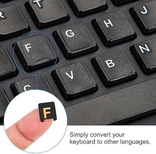 Miniatura 4 de PATIKIL Calcomanías para teclado inglés, paquete de 10 fundas universales de repuesto para teclado de computadora de escritorio, estilo 2, fondo