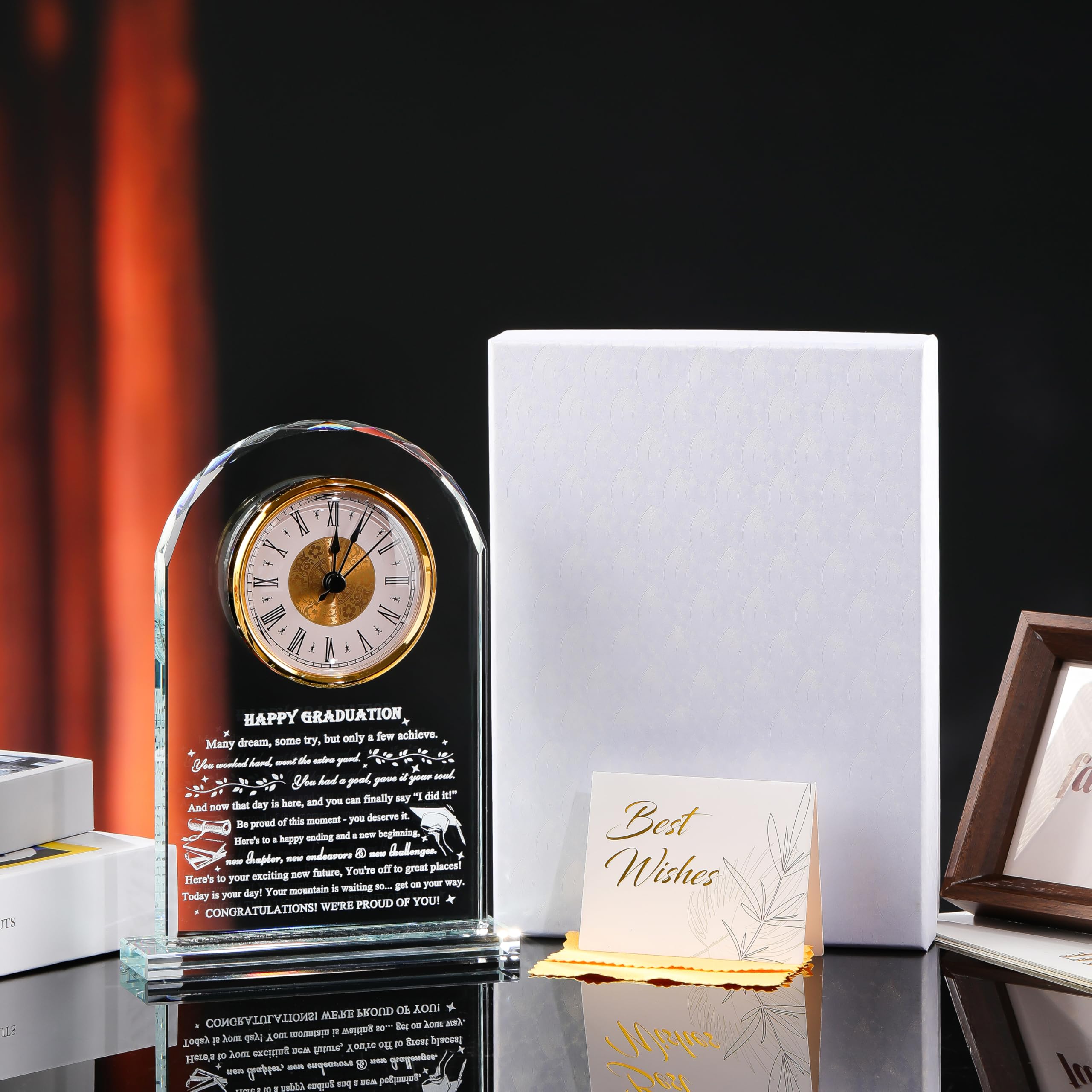 Qianwei Graduation Gift for Her Him - Crystal Clock Class of 2026