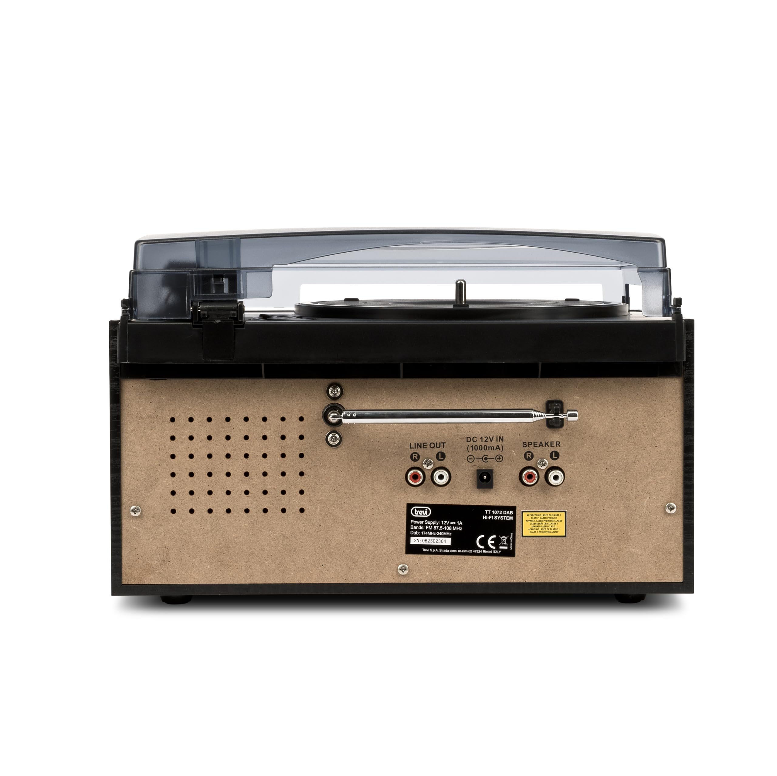 Trevi TT 1072 DAB Giradischi Vintage 25W 3 Velocità CD USB AUX-IN Cassette Radio Digitale Stereo All-in-One Encoding Nero