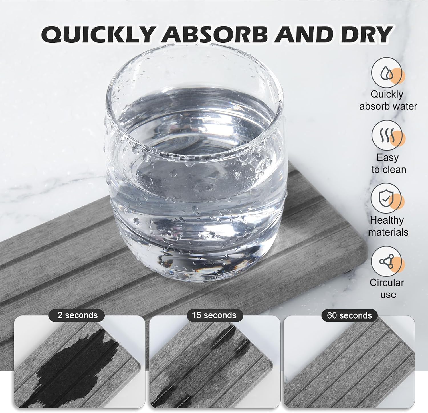 4PCS Stone Drying Tray for Bathroom Sink and Kitchen Counter, Fast Drying Diatomite Stone Sink Tray Soap Trays, Diatomaceous Coaster, Water Absorbing Stones Trays for Sinks image 2