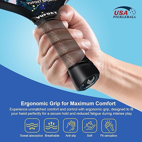 Miniatura 5 de Pickleball Paddles Set of 24, USAPA Approved Carbon Fiber Surface Pickle Ball Set - 14mm PP Honeycomb Core of Lightweight Pickleball Rackets