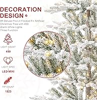 Vista 130 de Glitzhome Prelit Christmas Tree, 6ft Flocked Artificial Christmas Tree Serene Snowscape Fir with 300 Warm White Lights for Home, Office, Party