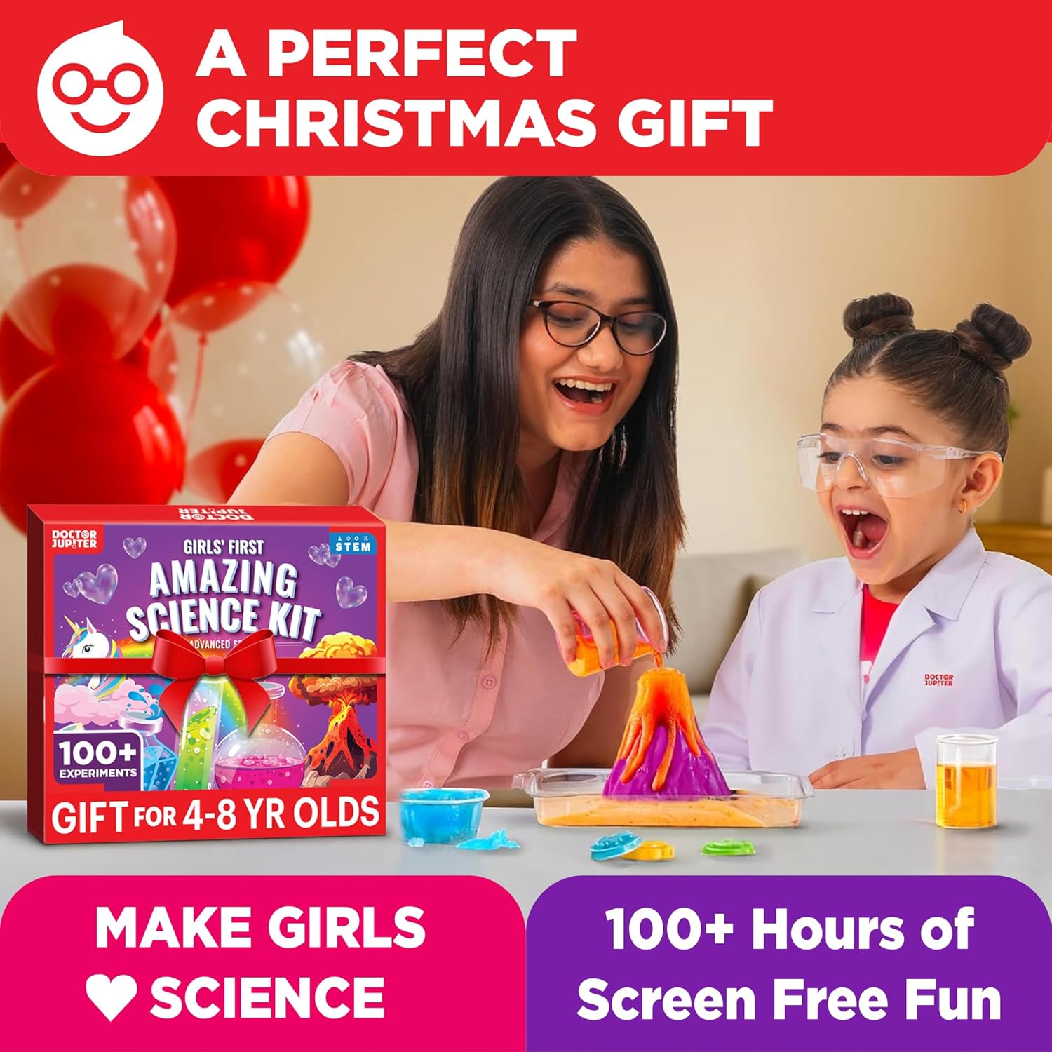 Doctor Jupiter Girls' First Amazing Science Kit for Kids Ages 4-5-6-7-8 | Birthday Gift Ideas for 4+ Year Old Girls | Learning & Educational Projects | STEM Toy with 100+ Experiments - Image 9