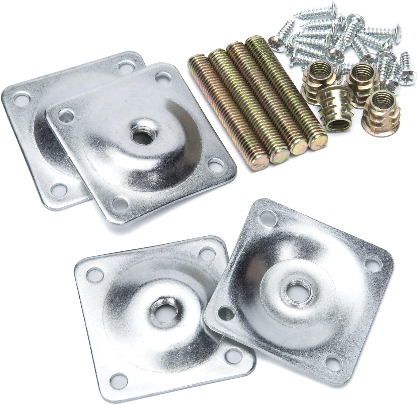 SINOVAL Leg Mounting Plates, Furniture Leg Attachment Plates Industrial Strength T-Plate 5/16" Sofa Legs with Hanger Bolts,Screws |Strengthen Weak Furniture Repair Damaged Sofas Couches Seats,Set of 4