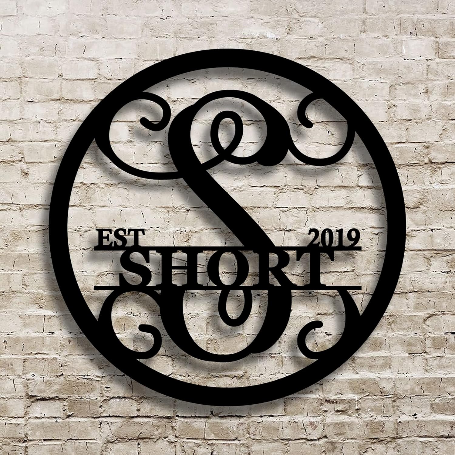 CustomMetalWorx Round Family Monogram with Family Name and Anniversary Year