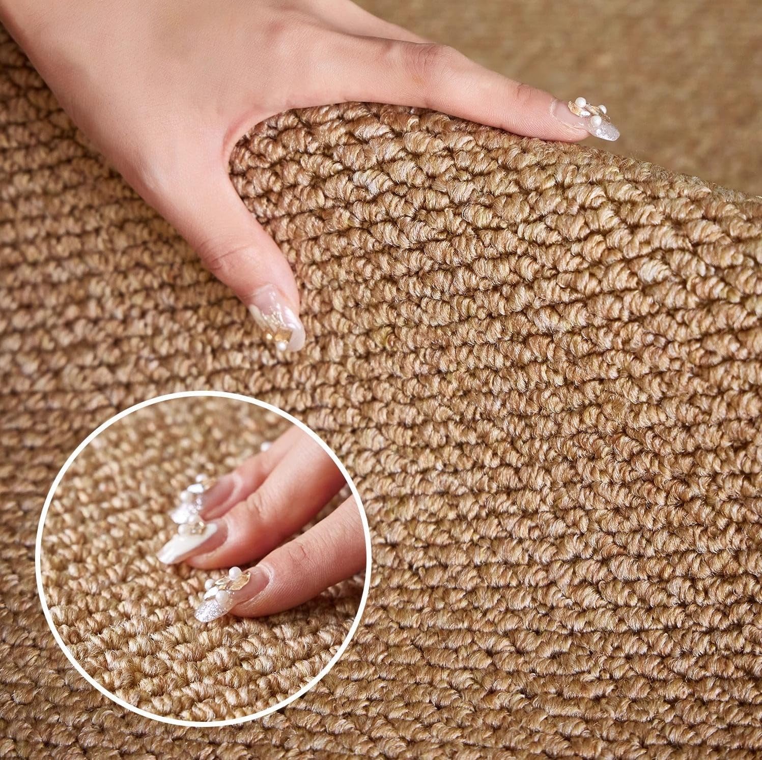 Contemporary Solid Color Minimalist Area Rug 10x12 Beige Faux Sisal Design Easy Clean Soft Non Skid Waterproof Durable Thin Art Deco Carpet for Bedroom Living Dining Room Nursery Hallway Rugs