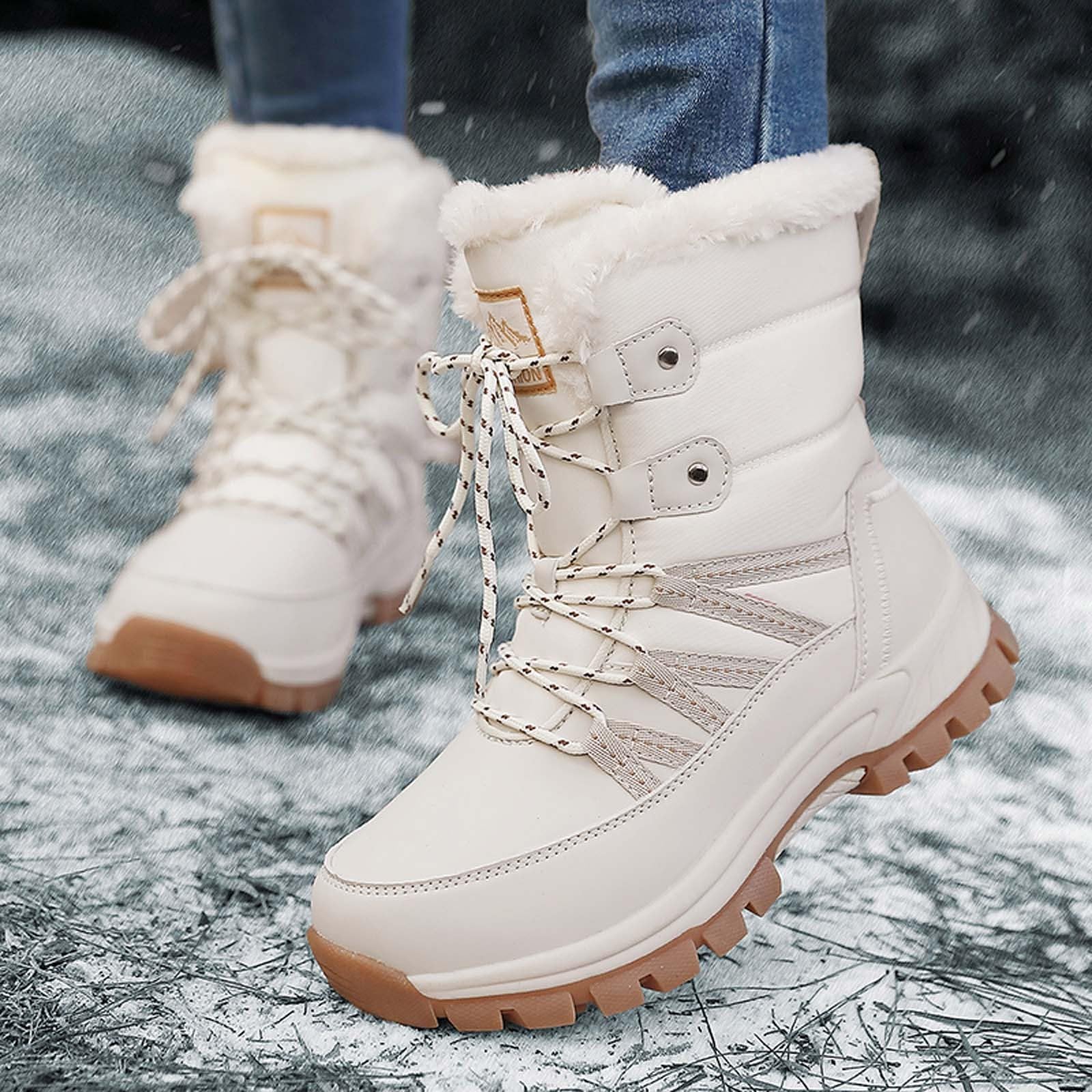 Tronchetti Donna Invernali Eleganti Slip On Scarpe con Tacco a Zeppa Comodo Camminata Stivali Gotici da Stivaletti Motociclista Bassi per Inverno Outdoor Trekking