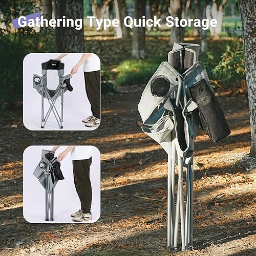 Miniatura 9 de Silla plegable de camping al aire libre, portátil, ligera, sillas plegables para campamento para adultos al aire libre con soporte para tazas, bolsa