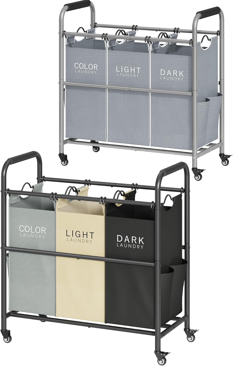 Tajsoon 3 Colors Laundry Sorter Cart Plus Grey & White Laundry Sorter Cart