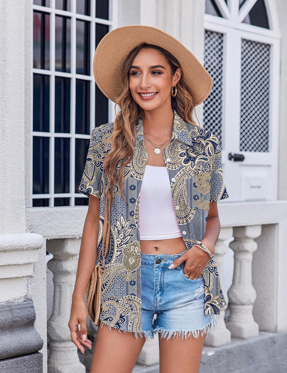 Zeagoo Womens Button Down Shirt Bust Pocket Short Sleeve Blouses Business Casual Work Tops Summer Outfits - Image 2