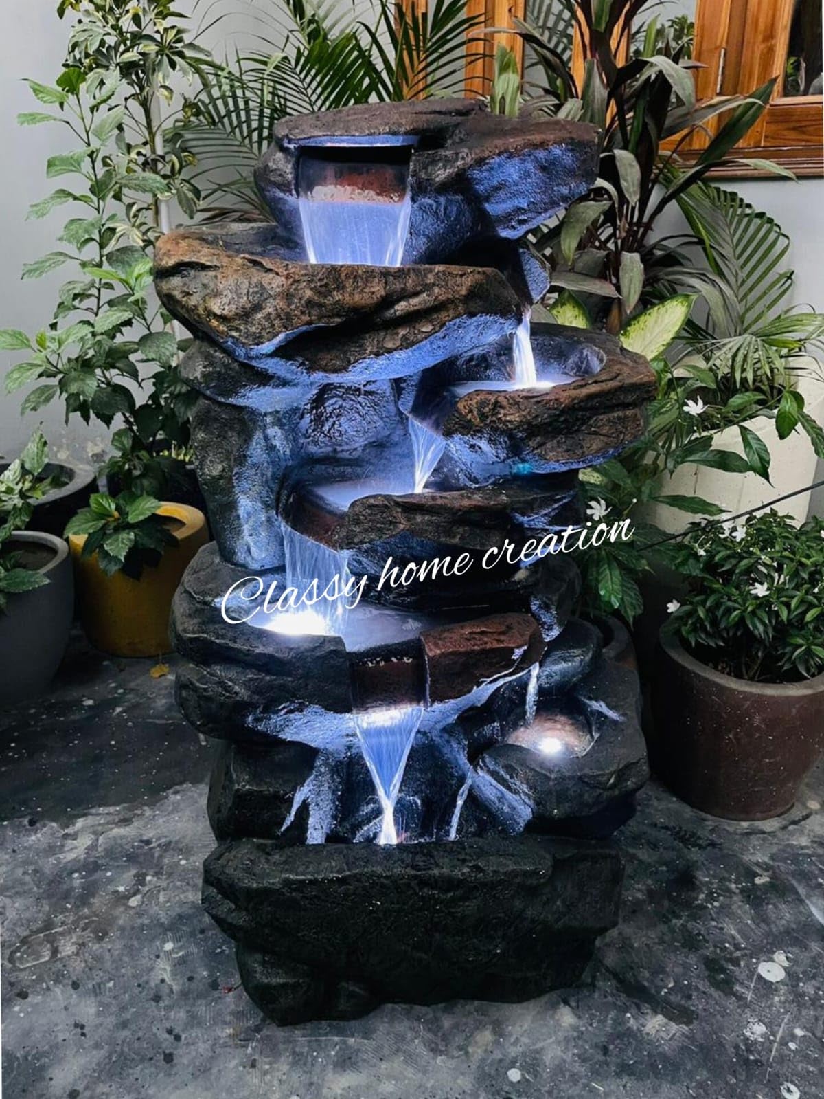 Classy Home Creation fibergalss Water Fountain for Home Decor Big Size | Unique Water Fountain 3.5 Feet for Home, Office, Garden Decor | Water Fountain Big Size Fiber (Multicolour)