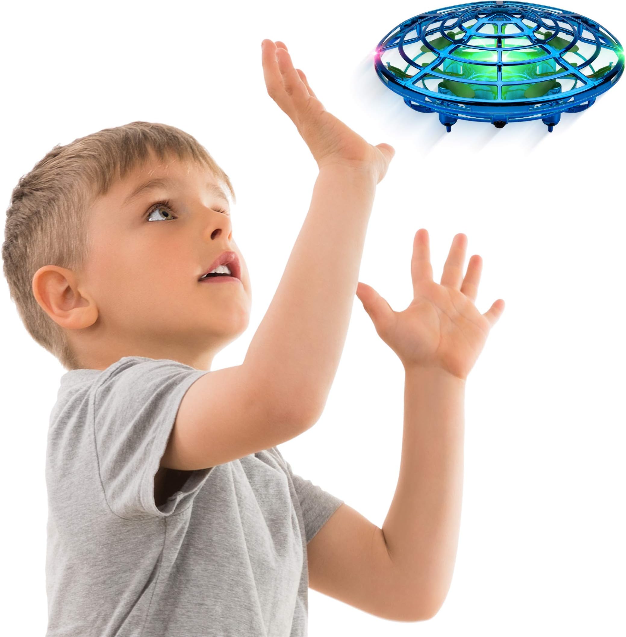 Force1 Hand Operated Drones For Kids Or Adults - Scoot Hands Free Mini Drone Helicopter, Easy Indoor Small Orb Flying Ball Drone Toys For Boys Or Girls (Blue)
