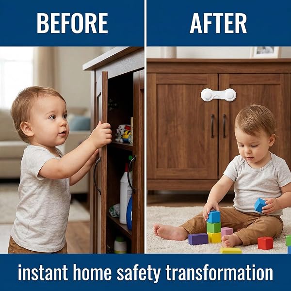 Blocca Cassetti Per Bambini 4 Pezzi Bianco Standard Adesivo Mobili Cucina Armadi Senza Forare - 3
