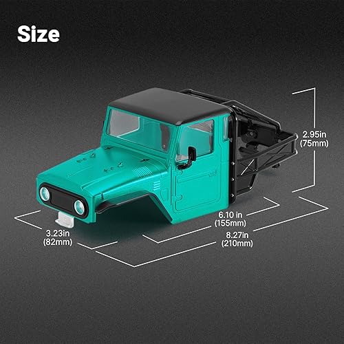 Miniatura 6 de INJROA IR40 - Carcasa de camión con jaula de tubo para 118 TRX4M Defender Bronco Upgrade Part(verde)