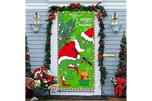 Grinch Door Cover: Whoville Wonderland for Your Festive Entrance