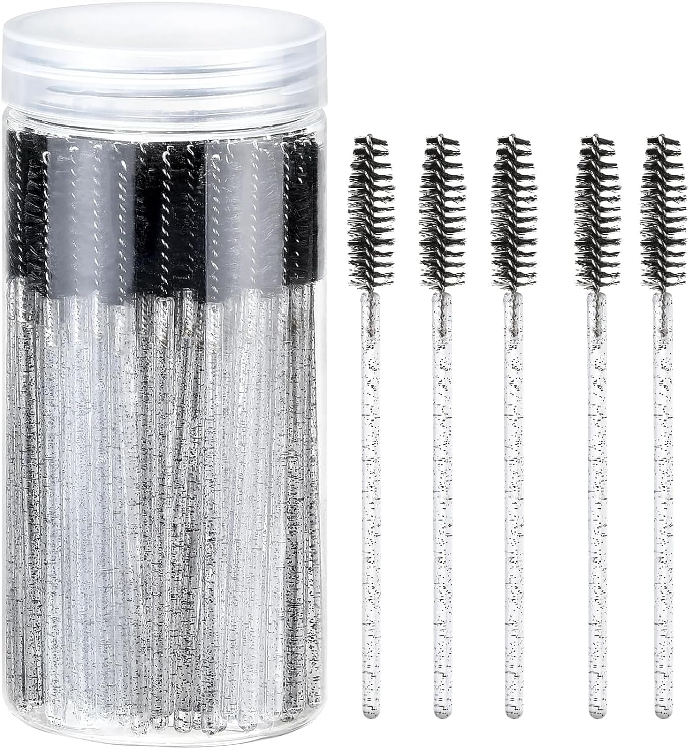 100 PCS Eyelash Brush, Disposable Eyelash Mascara Brushes Wands Applicator Tools Makeup Brush Kits, Eyelash Spoolies Eyelashes Brush for Eyelash Extensions and Eyebrow Brush (Black)