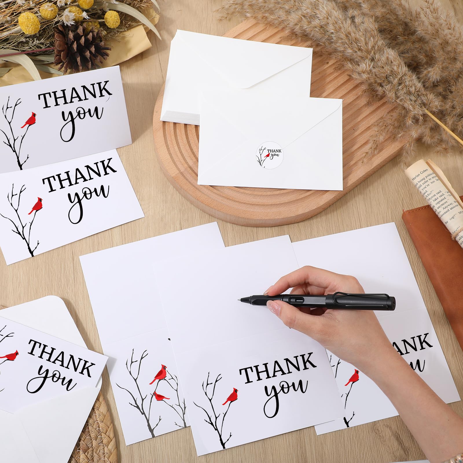 Funeral Thank You Card Set With Envelopes Cardinal Floral Sympathy Thank You  Cards - Personalized Funeral Thank You Notes With Envelopes Fringe Boots, image size:1600x1600