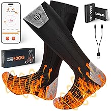Heated Socks for Men Women with APP Control 8000mAh*2 Battery Rechargeable Electric Socks 4 Heating Level Washable Winter Foot Warmer for Hunting Outdoor Work Ski Hiking Fishing