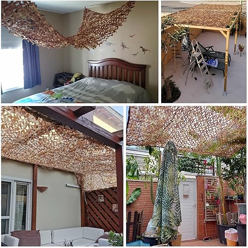 Vista 83 de Jolan Red de camuflaje de 2 × 9.8 ft 3 × 13.1 ft 3 × 16.4 ft 3 × 19.7 ft 4 × 26.2 ft 5 × 16.4 ft, red de sombra, desierto de red de camuflaje, red