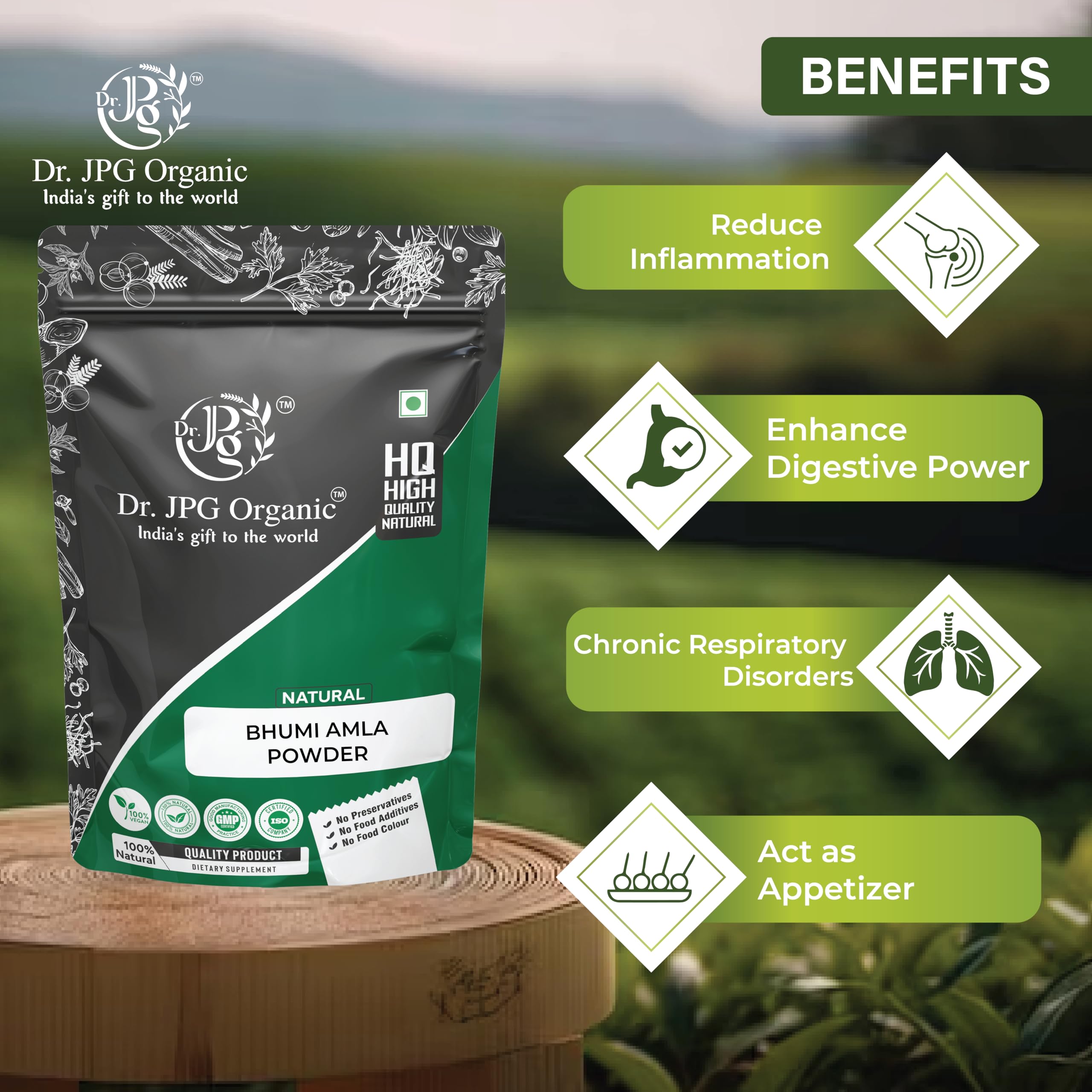 Dr. JPG Organic Bhumi Amla Powder 200g Phyllanthus Niruri ISO & GMP Certified — Amazon image 2