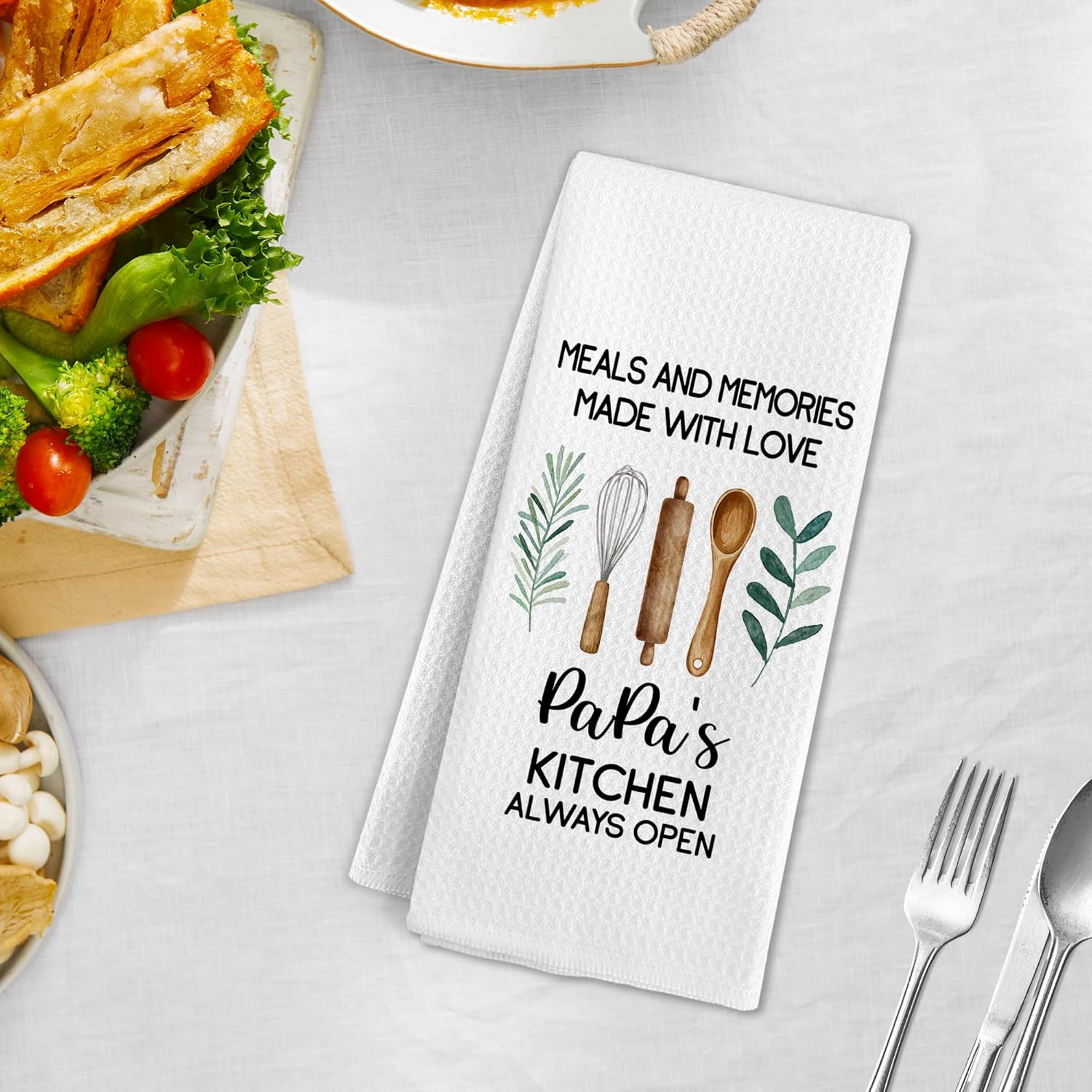 Papa Gifts Kitchen Towels, Gifts for Papa from Grandkids, Fathers Day Birthday Gifts for Grandpa, Grandfather Gifts for Christmas, Grandfather Hand Dish Tea Towel for Kitchen Decor,16x24 Inch - Image 2