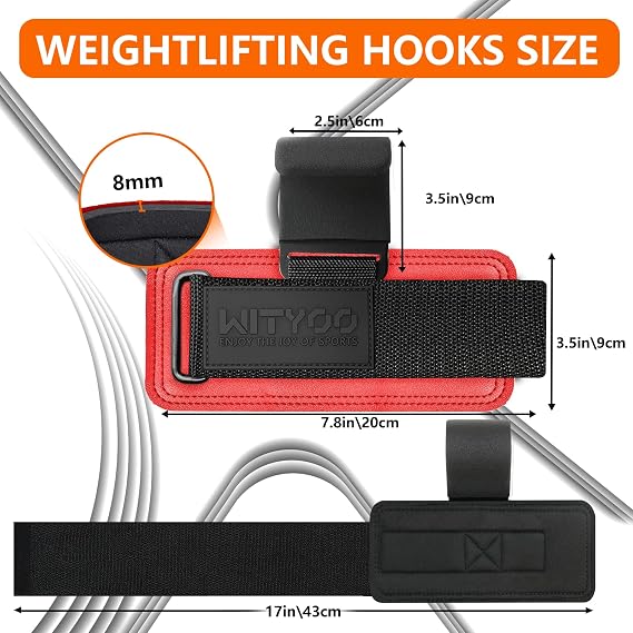 Weight Lifting Hooks, Gym Wrist Straps with Hand Grip Hooks for Deadlifts, Pull Ups, Powerlifting, Fitness Workout Lifting Straps for Men & Women, Christmas Gifts for Dad Husband - Pair