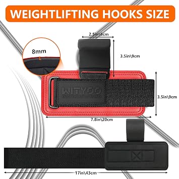 Weight Lifting Hooks, Gym Wrist Straps with Hand Grip Hooks for Deadlifts, Pull Ups, Powerlifting, Fitness Workout Lifting Straps for Men & Women, Christmas Gifts for Dad Husband - Pair