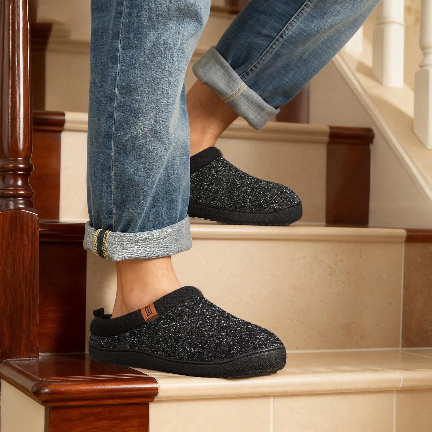 MERRIMAC Men's Slip on Slippers Comfy Memory Foam Non Slip Indoor House Shoes - Image 2