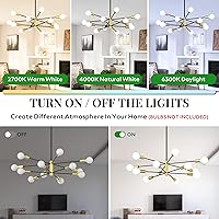 Vista 6 de Sputnik Araña de 12 Luces, Moderna de Mediados de Siglo, Lámpara de Techo de Altura Ajustable para Comedor, Isla de Cocina, Sala de Estar