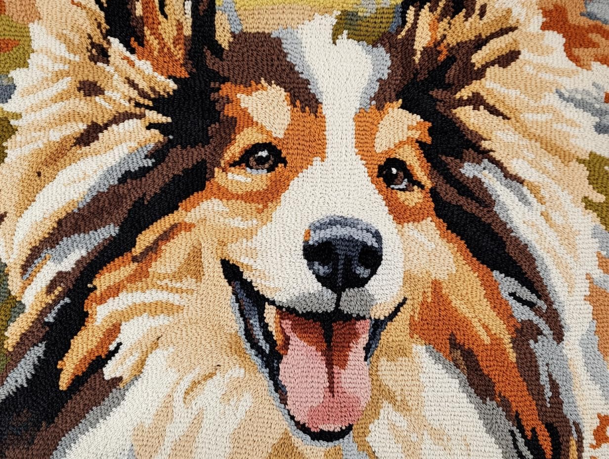 Latch Hook Rectangle Rug Kits for Adults Rough Collie Dog Happy Face Crochet Yarn Carpet Floor Mat Tapestry Christmas Home Decor 52x38cm-3