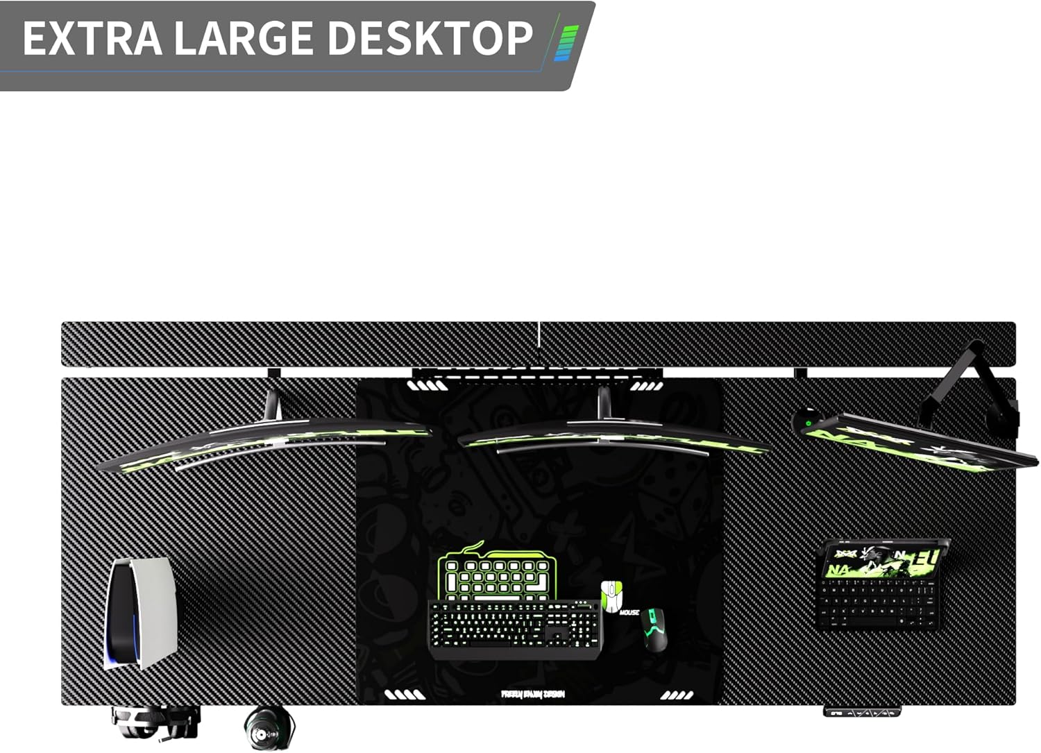 Extra large desktop with cable management features