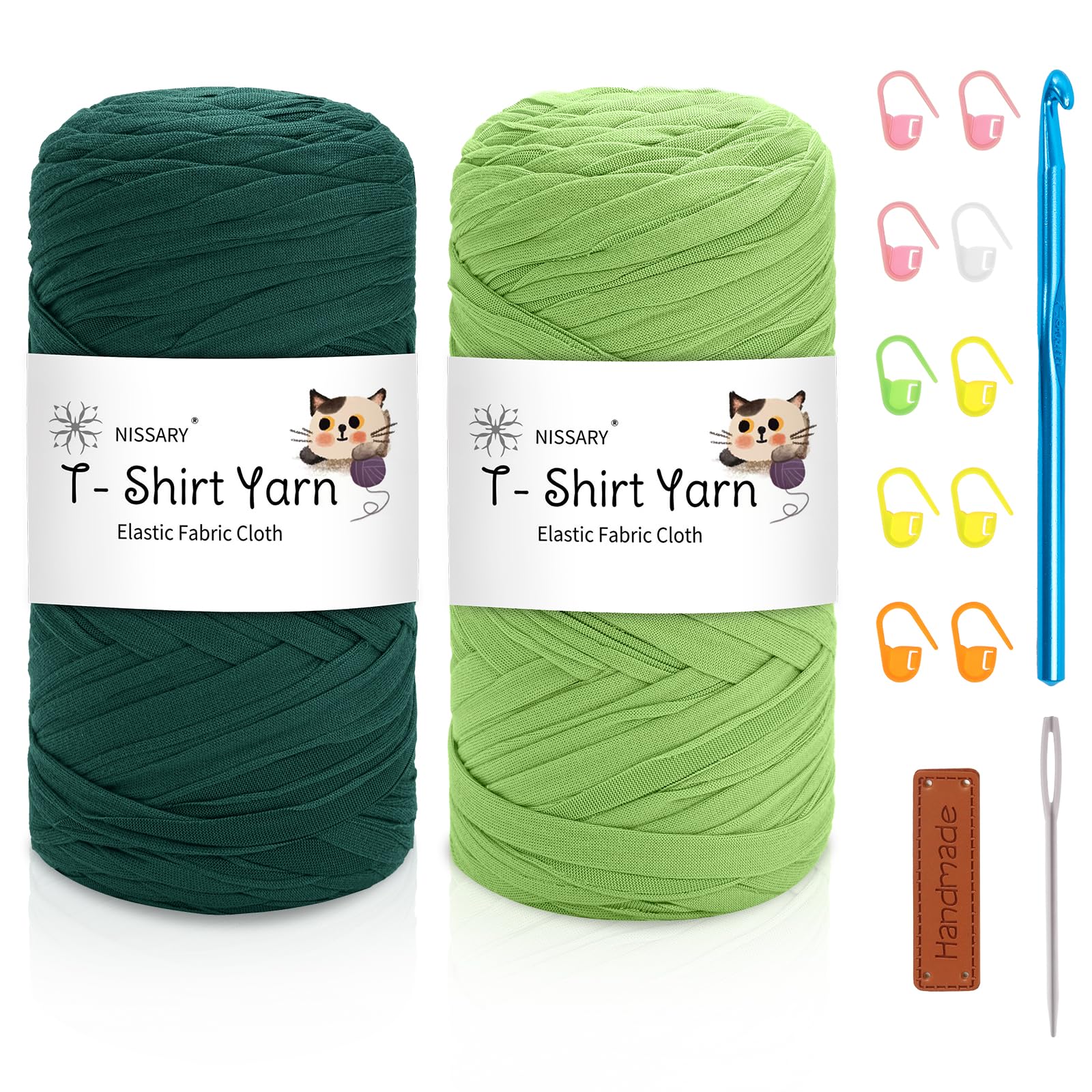 Nissary T Shirt Yarn for Crocheting 2 Pack 200g - Crochet Yarn Thick Includes 10mm Hook & Accessories - Ideal for DIY Tote Bags, Cushions, Chunky Blankets & Home Decor Projects — image 1